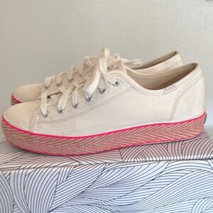 Keds Cream and Pink Canvas Sneakers